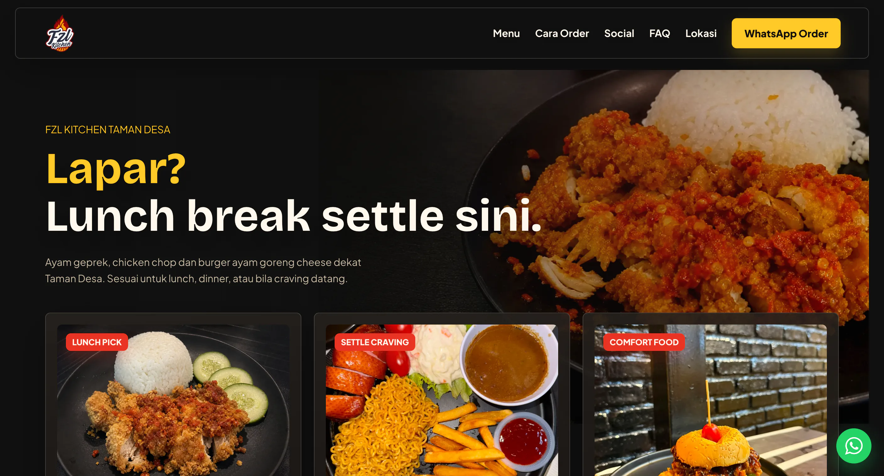 FZL Kitchen website screenshot